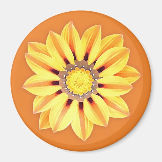 African Daisy / Gazania - Orange und Gelb Magnet (Vorne)