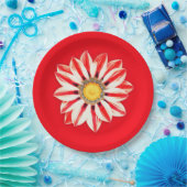 African Daisy / Gazania - Rot und Weiß gestreift Pappteller (Party)