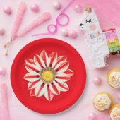 African Daisy / Gazania - Rot und Weiß gestreift Pappteller (Party)