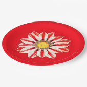 African Daisy / Gazania - Rot und Weiß gestreift Pappteller (Schrägansicht)