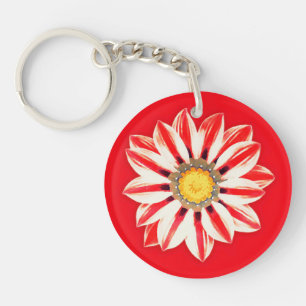 African Daisy / Gazania - Rot und Weiß gestreift Schlüsselanhänger