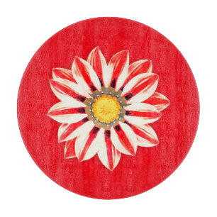 African Daisy / Gazania - Rot und Weiß gestreift Schneidebrett