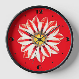 African Daisy / Gazania - Rot und Weiß gestreift Uhr