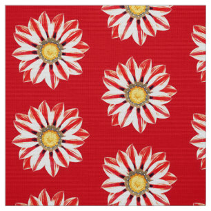 African Daisy / Gazania - Rot und Weiß gestrichen Stoff