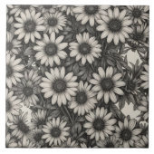 African Daisy Graustufen zeichnend Fliese (Vorderseite)