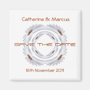 African Daisy Ring Save the Date Square Magnet