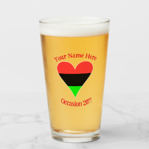 African Diaspora Herz-Flagge Personalisierter Text Glas