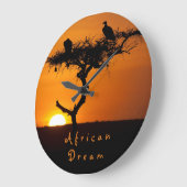 African Dream sunset romantic foto with text Große Wanduhr (Winkel)
