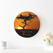 African Dream sunset romantic foto with text Große Wanduhr (Zuhause)