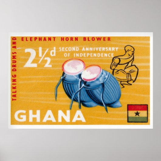 African Drums Print Vintage Ghana Postage Stamp Poster (Vorne)