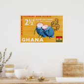 African Drums Print Vintage Ghana Postage Stamp Poster (Küche)