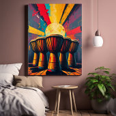 African Drums Wall Art - Bold Abstrakt Music Print Leinwanddruck