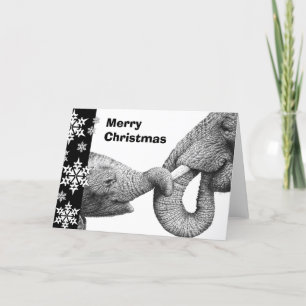 African Elephant & Calf Christmas Card Feiertagskarte
