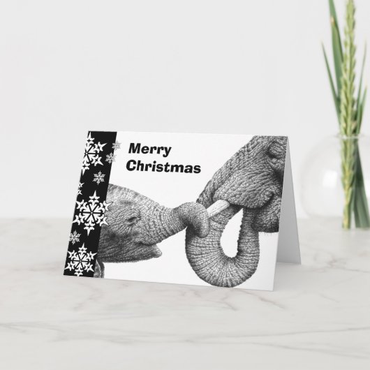 African Elephant & Calf Christmas Card Feiertagskarte (Vorderseite)