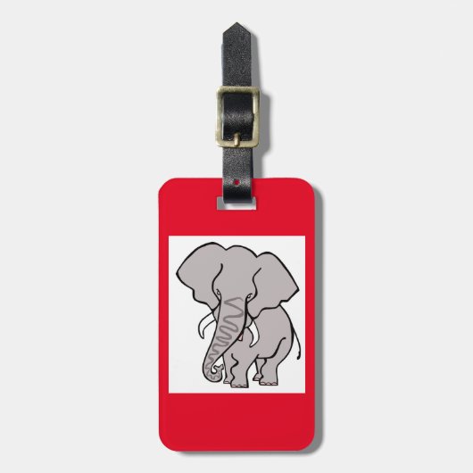 African ELEPHANT - gefährdetes Tier - Rot Gepäckanhänger (Vorderseite vertikal)