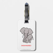 African ELEPHANT - gefährdetes Tier - Rot Gepäckanhänger (Rückseite vertikal)