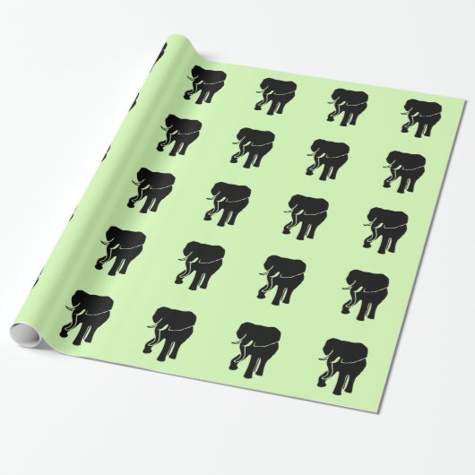 African Elephant Green Geschenkpapier (Ungerollt)