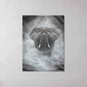 African Elephant in Misty Fog Serene Impasto Leinwanddruck (Vorderseite)