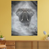 African Elephant in Misty Fog Serene Impasto Leinwanddruck (Insitu (Wohnzimmer))