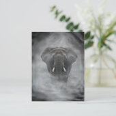 African Elephant in Misty Fog Serene Impasto Postkarte (Stehend Vorderseite)