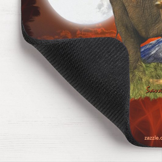 African Elephant & Savannah Moon Art Design Mousepad (Ecke)