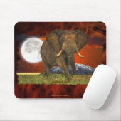 African Elephant & Savannah Moon Art Design Mousepad (Mit Mouse)