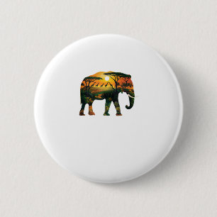 African Elephant Sunset Safari Nature Lovers Shirt Button
