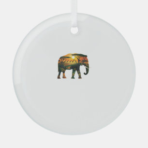 African Elephant Sunset Safari Nature Lovers Shirt Ornament Aus Glas