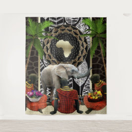 African Elephant Walk Wandteppich