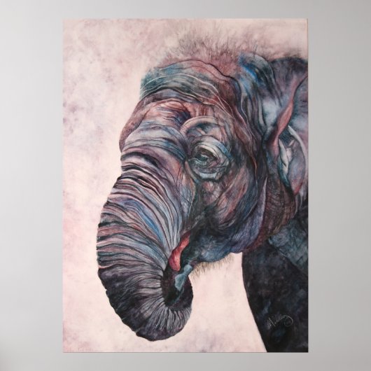 African Elephant Watercolor Canvas Print Poster (Vorne)