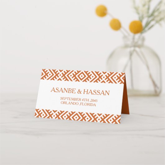 African Ethnic Pattern Border Wedding Place Card Platzkarte (Rückseite)