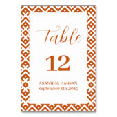 African Ethnic Pattern Border Wedding  Tischnummer (Vorderseite)