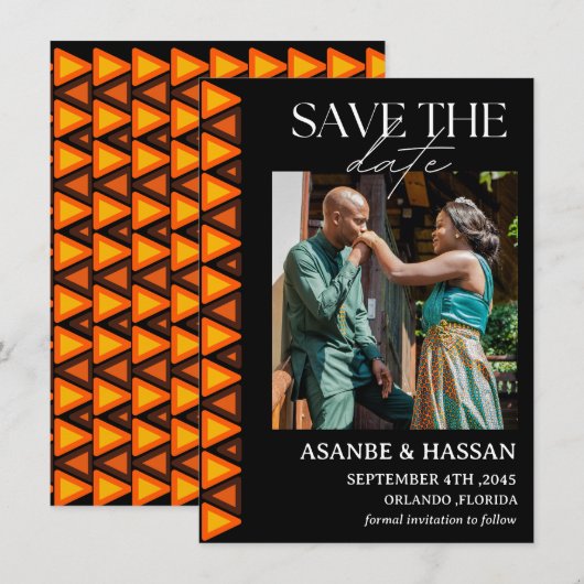 African Ethnic Pattern Wedding Save the Date Card (Vorne/Hinten)