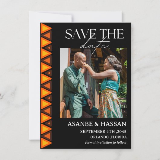 African Ethnic Pattern Wedding Save the Date Card (Vorderseite)