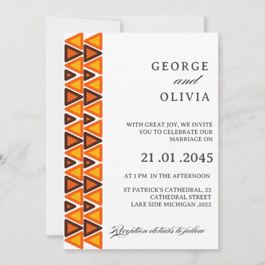 African Ethnic Seamless Pattern Wedding Einladung (Vorderseite)