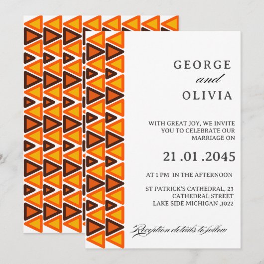 African Ethnic Seamless Pattern Wedding Einladung (Vorne/Hinten)