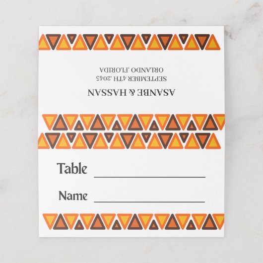 African Ethnic Seamless Texture Pattern Wedding Platzkarte (Außenseite Aufgefaltet)