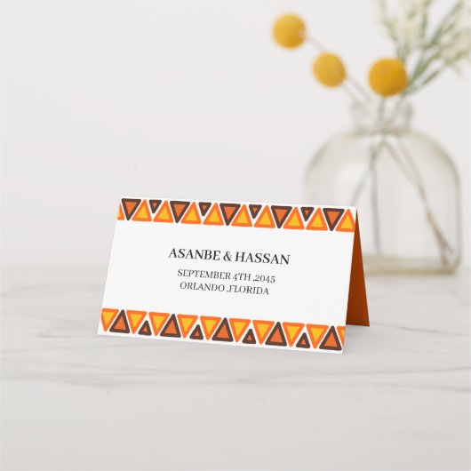 African Ethnic Seamless Texture Pattern Wedding Platzkarte (Rückseite)