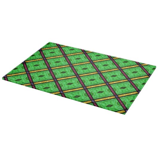 African Ewe Pattern Green Cutting Board Schneidebrett (Ecke)