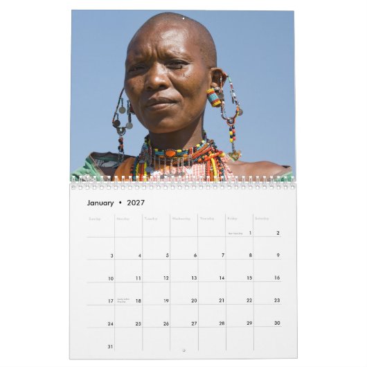 African Faces Wall Calendar Kalender (Jan 2027)