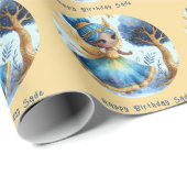 African Fairy Birthday Aquamarin Gold Pink Princes Geschenkpapier (Rolleneckpunkt)