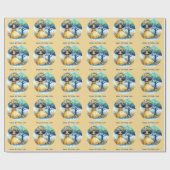 African Fairy Birthday Aquamarin Gold Pink Princes Geschenkpapier (Flach)