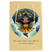 African Fairy Birthday Aquamarin Gold Pink Princes Mittlere Geschenktüte (Vorderseite)