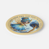 African Fairy Birthday Aquamarin Gold Pink Princes Pappteller (Schrägansicht)