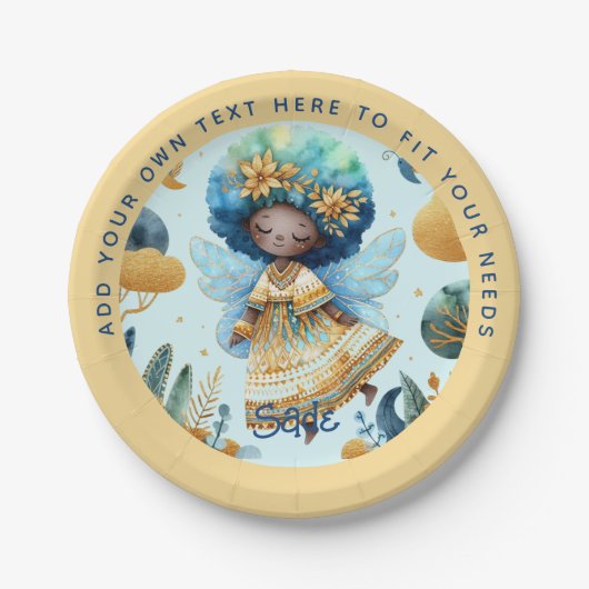 African Fairy Birthday Aquamarin Gold Pink Princes Pappteller (Vorderseite)