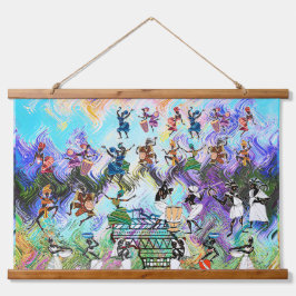 African Feast: Rhythms of Africa Wandteppich Mit Holzrahmen