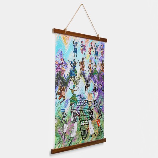 African Feast: Rhythms of Afrika Wandteppich Mit Holzrahmen (Gewinkelt)