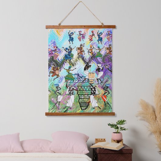 African Feast: Rhythms of Afrika Wandteppich Mit Holzrahmen (Schlafzimmer)