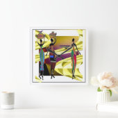 African Festiva Quadratische Wanduhr (Zuhause)