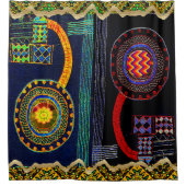 African Folk Art Flower Garden Design Duschvorhang (Vorderseite)